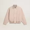 Roze geverfde denim bomberjack voor dames