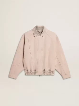 Roze geverfde denim bomberjack voor dames