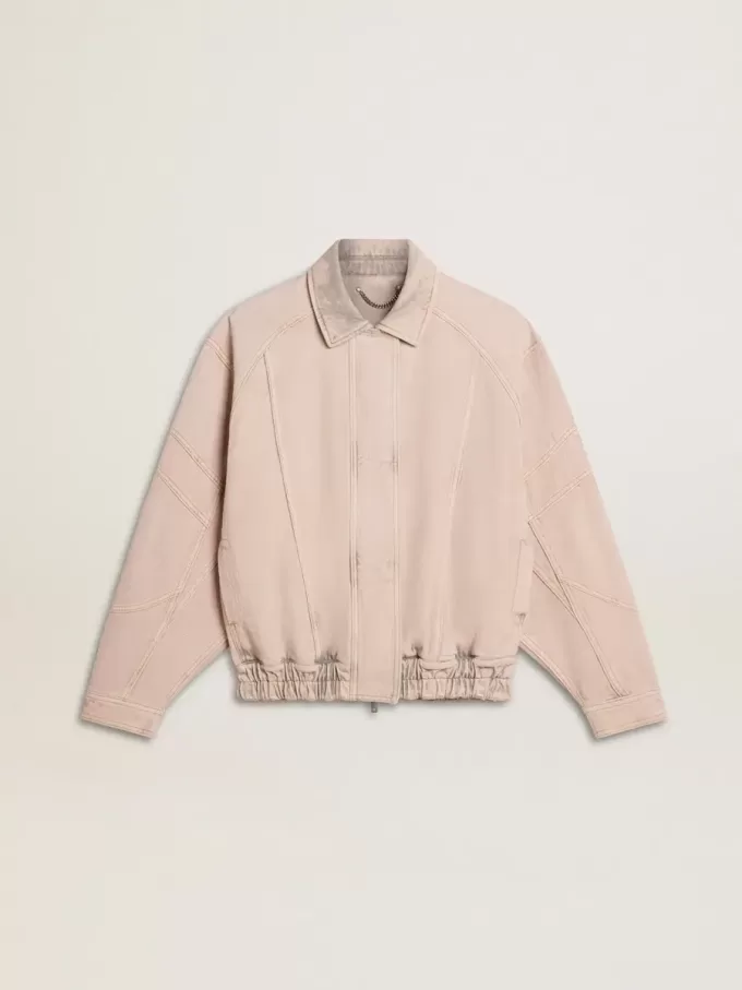 Roze geverfde denim bomberjack voor dames