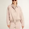 Roze geverfde denim bomberjack voor dames