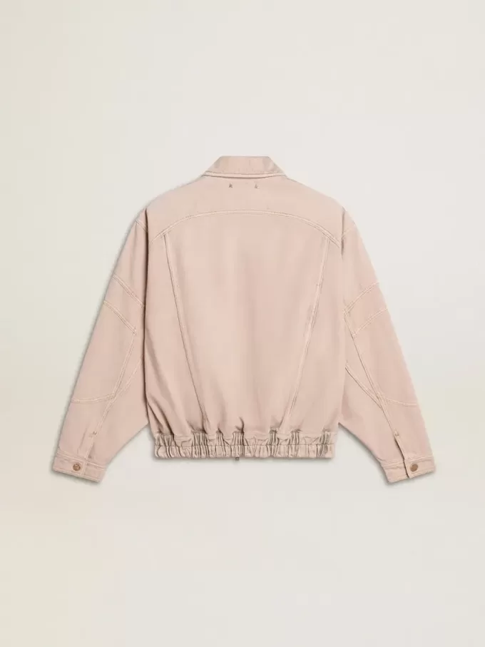 Roze geverfde denim bomberjack voor dames