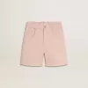 Roze katoenen korte broek voor meisjes met borduursel