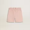 Roze katoenen korte broek voor meisjes met borduursel