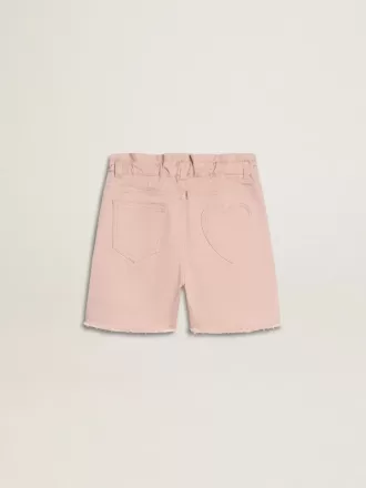 Roze katoenen korte broek voor meisjes met borduursel