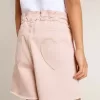 Roze katoenen korte broek voor meisjes met borduursel