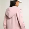 Roze sweatshirt met capuchon en zilveren glittersterren