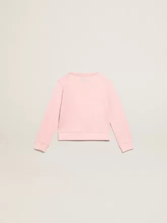 Roze sweatshirt met grote ster in zilveren glitter op de voorkant
