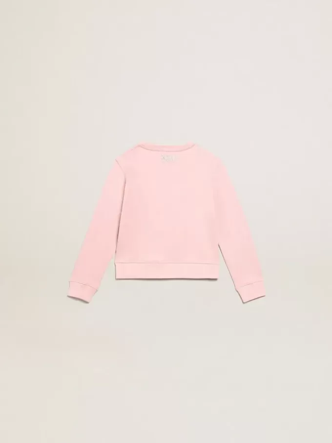 Roze sweatshirt met grote ster in zilveren glitter op de voorkant