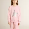 Roze sweatshirt met grote ster in zilveren glitter op de voorkant