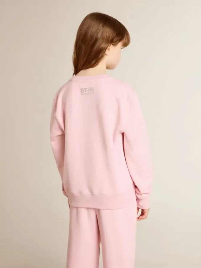 Roze sweatshirt met grote ster in zilveren glitter op de voorkant