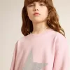 Roze sweatshirt met grote ster in zilveren glitter op de voorkant