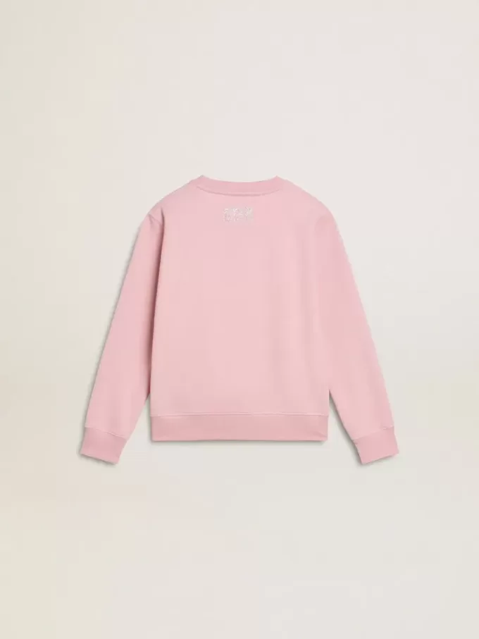 Roze sweatshirt met grote ster in zilveren glitter op de voorkant