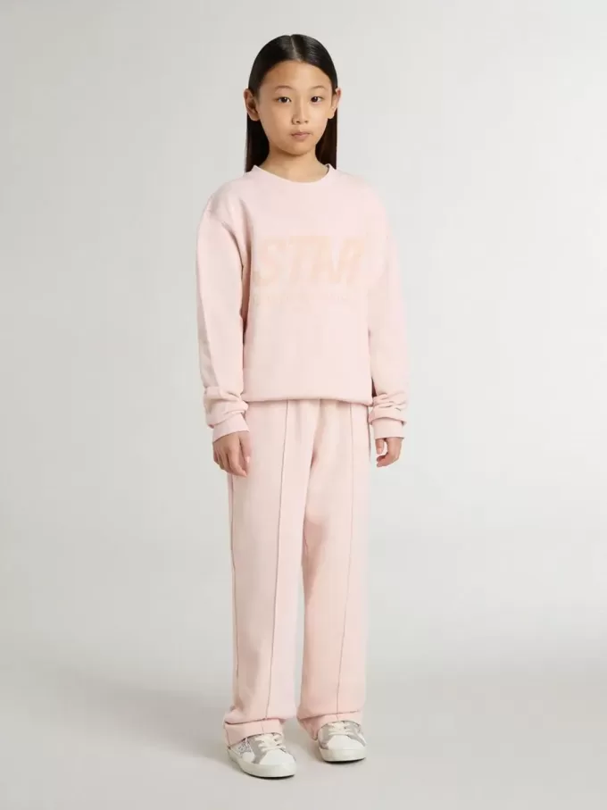 Roze sweatshirt voor meisjes met roze letters op de voorkant