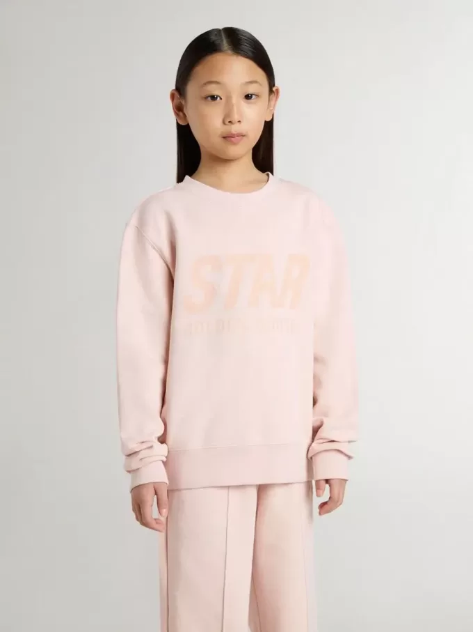 Roze sweatshirt voor meisjes met roze letters op de voorkant