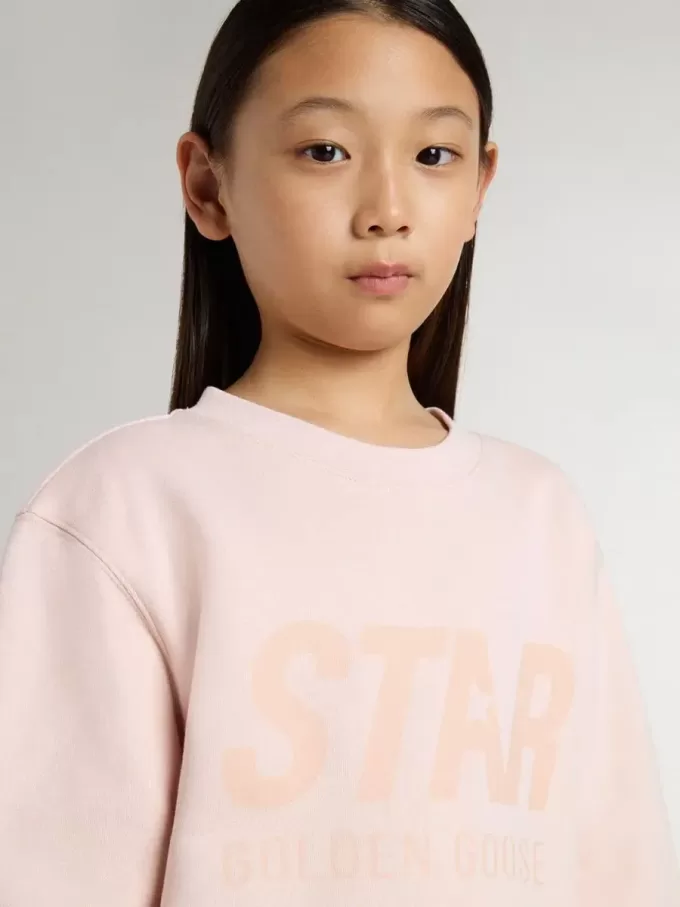 Roze sweatshirt voor meisjes met roze letters op de voorkant
