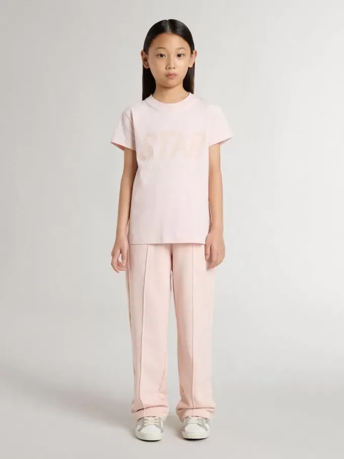 Roze T-shirt voor meisjes met roze print op de voorkant