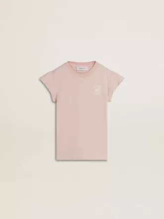 Roze T-shirt voor meisjes met ruches aan de mouwen en borduursels