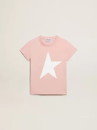 Roze T-shirt voor meisjes met wit logo en grote ster
