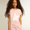 Roze T-shirt voor meisjes met wit logo en grote ster