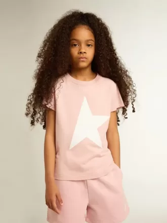 Roze T-shirt voor meisjes met wit logo en grote ster