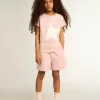 Roze T-shirt voor meisjes met wit logo en grote ster