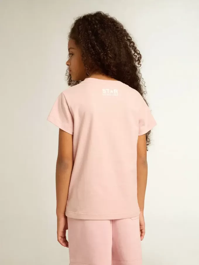 Roze T-shirt voor meisjes met wit logo en grote ster