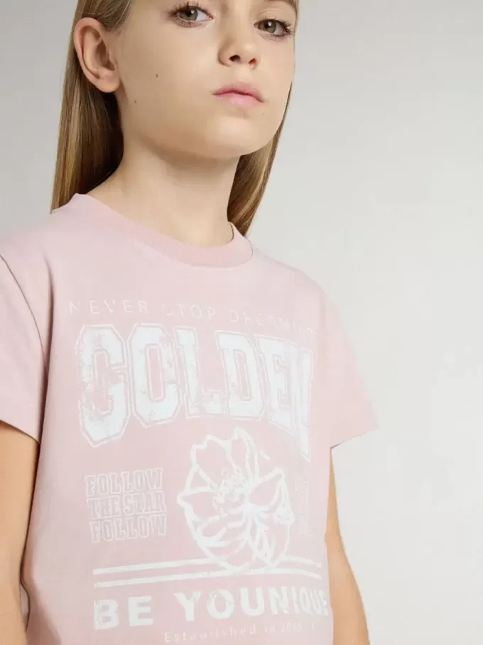Roze T-shirt voor meisjes met witte print