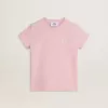 Roze T-shirt voor meisjes met zilveren glitterlogo en grote ster