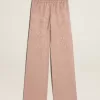 Roze viscose broek voor dames met bloemenpatroon