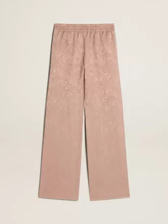 Roze viscose broek voor dames met bloemenpatroon