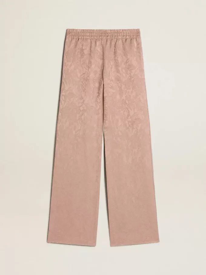 Roze viscose broek voor dames met bloemenpatroon