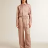 Roze viscose broek voor dames met bloemenpatroon