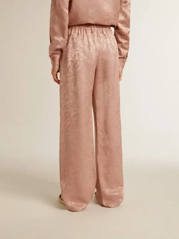 Roze viscose broek voor dames met bloemenpatroon
