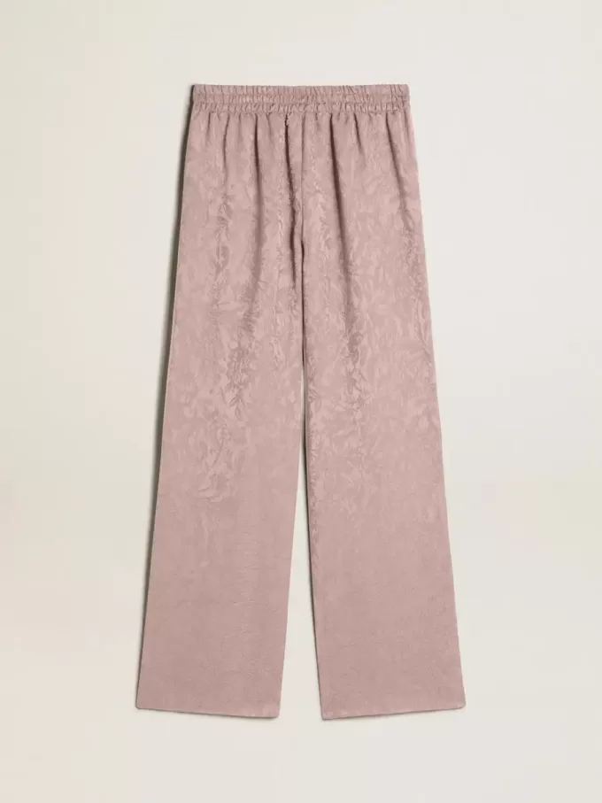 Roze viscose broek voor dames met bloemenpatroon