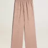 Roze viscose broek voor dames met bloemenpatroon