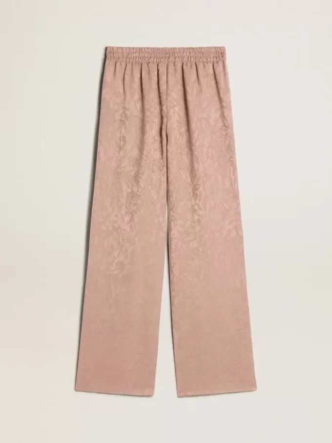 Roze viscose broek voor dames met bloemenpatroon