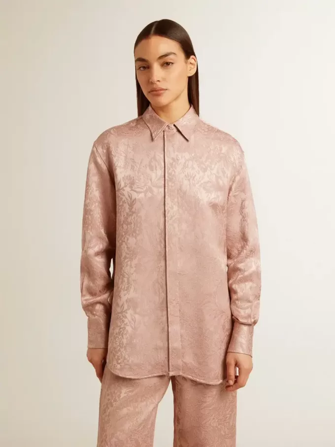 Roze viscose shirt voor dames met bloemenpatroon