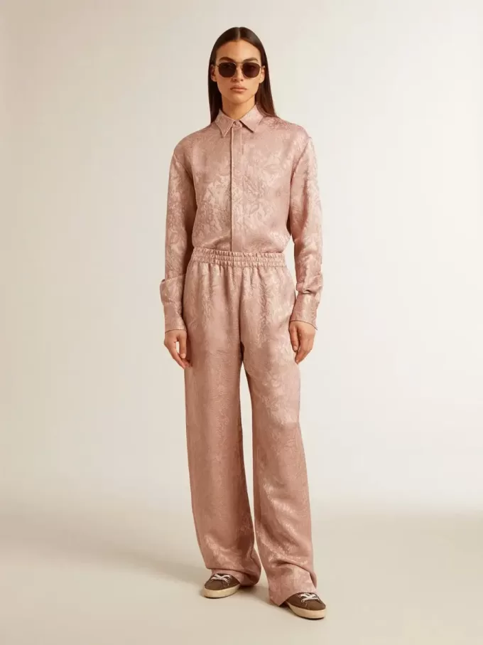 Roze viscose shirt voor dames met bloemenpatroon
