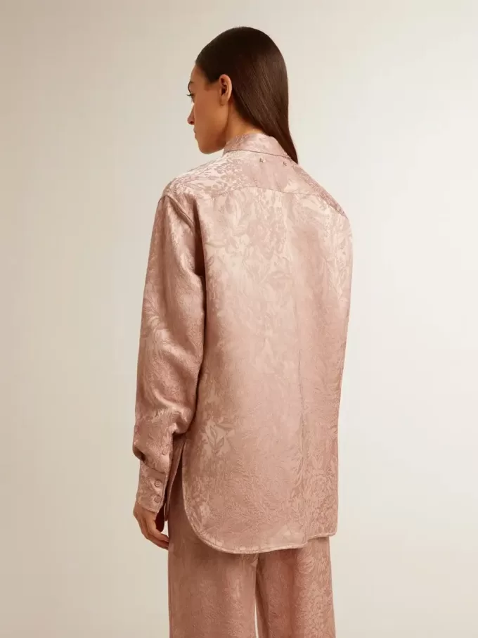Roze viscose shirt voor dames met bloemenpatroon