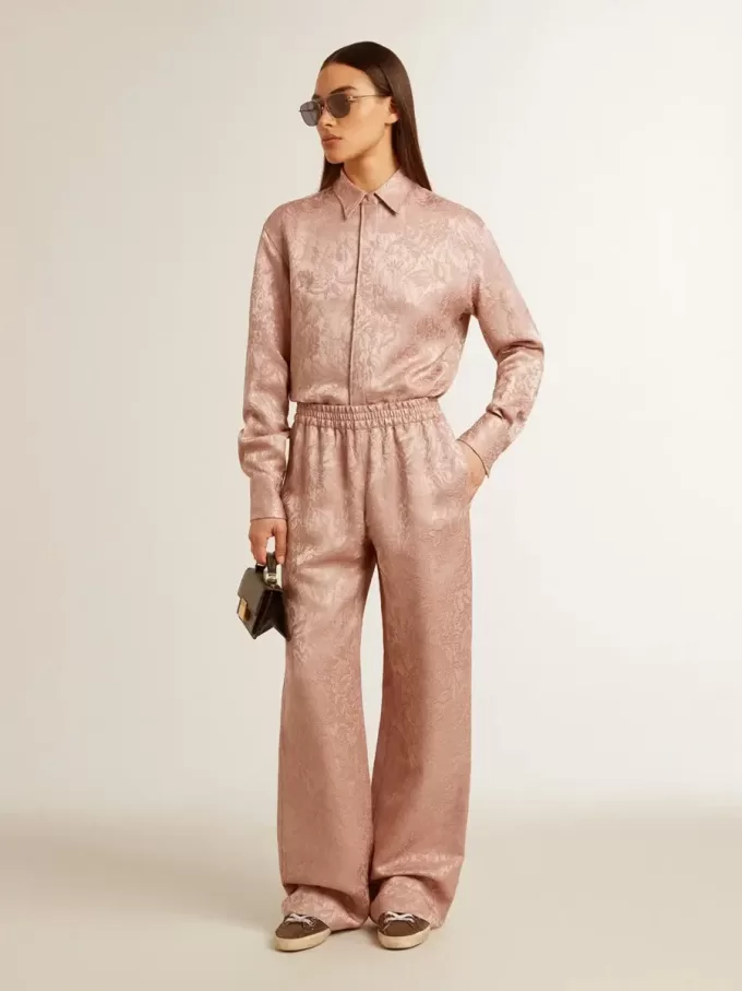 Roze viscose shirt voor dames met bloemenpatroon