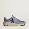 Running Sole herensneakers in lichtblauw nylon en nubuck met zwarte ster