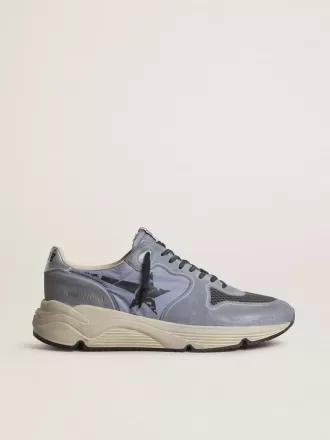 Running Sole herensneakers in lichtblauw nylon en nubuck met zwarte ster