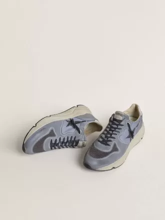Running Sole herensneakers in lichtblauw nylon en nubuck met zwarte ster