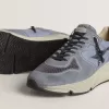 Running Sole herensneakers in lichtblauw nylon en nubuck met zwarte ster