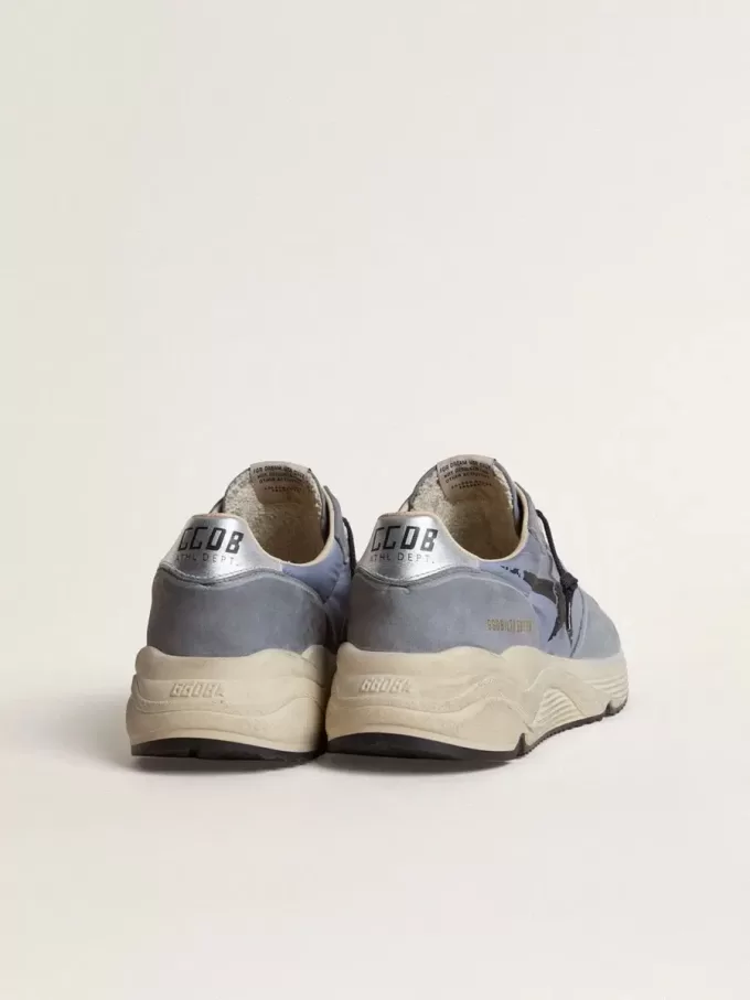 Running Sole herensneakers in lichtblauw nylon en nubuck met zwarte ster