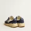Running Sole in crèmekleurig mesh en blauw leer met een witte leren ster