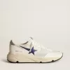 Running Sole in wit leer en mesh met blauwe gelamineerde leren ster