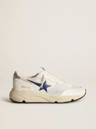 Running Sole in wit leer en mesh met blauwe gelamineerde leren ster