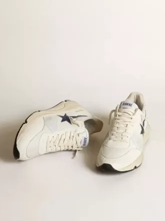 Running Sole in wit leer en mesh met blauwe gelamineerde leren ster
