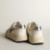 Running Sole in wit leer en mesh met blauwe gelamineerde leren ster